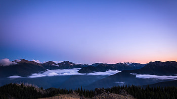 Sunset On Blue Mountain, sunset, mountains, nature HD wallpaper