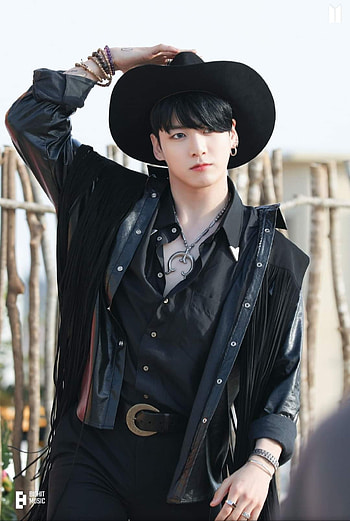 BTS jungkook with hat, dress_shirt, leather_jacket HD phone wallpaper