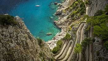 Capri Island, Via Krupp, Italian masterpiece, Windows 10 spotlight HD wallpaper