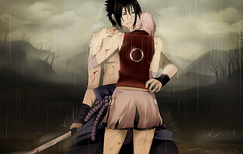 Sasuke & Sakura, sasuke, naruto shippuden, rain, sakura haruno, haruno sakura, anime, shinobi, sakura, uchiha sasuke, kunoichi, sasuke uchiha HD wallpaper