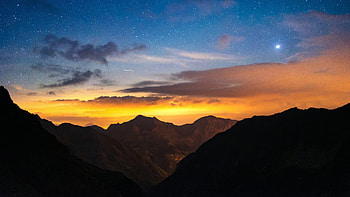 Ecrins National Park Domaine De Charance, nature, sky, stars, mountains, sunset HD wallpaper