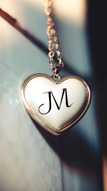M Letter, White Heart, white, heart, locket HD phone wallpaper