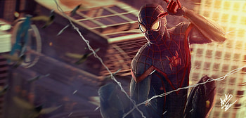 Spidey New York Stark Tower, spiderman, superheroes, artwork, digital-art, art, artstation HD wallpaper