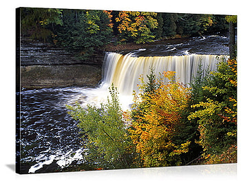 falls, autumn, tahquamenon, forest HD wallpaper