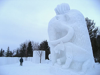 Snow Figures, figure, tiger, elephant, snow HD wallpaper
