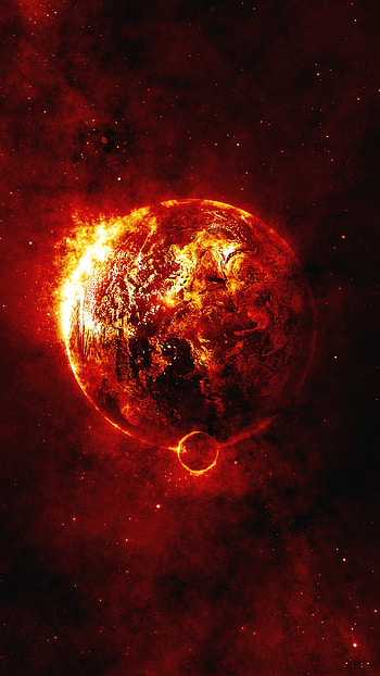 Burning Galaxy, Earth, Space, Moon, Atmosphere, Fire HD phone wallpaper
