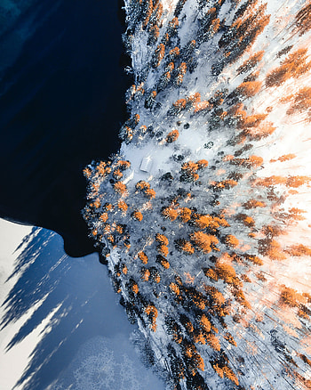 Winter, aerial view, nature HD phone wallpaper