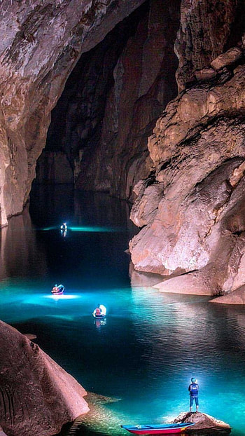 Cave, River Mountain HD phone wallpaper