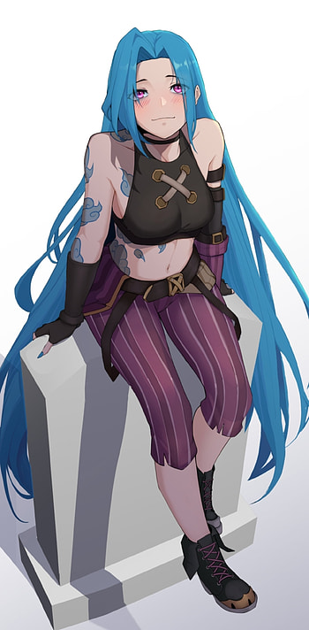 Jinx Hair Down, LongHair, Anime, LeagueofLegends, Blue, LoL, Arcane, Girl, Videogames, Powder HD phone wallpaper