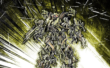 Deep Desert Brawl, grunge art, Transformers, Autobot, Deep Desert Brawl Transformer, green abstract rays, Deep Desert Brawl , M1 Abrams Transformer HD wallpaper