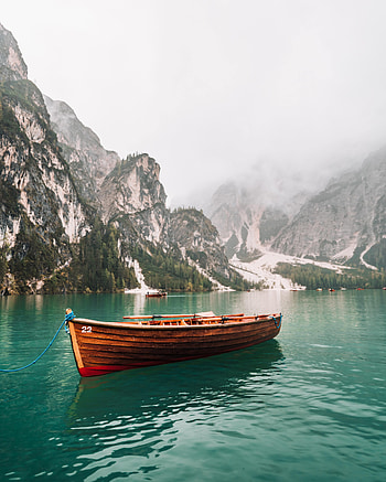 Trees, Rocks, Lake, Miscellanea, Miscellaneous, Boat HD phone wallpaper