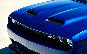 Dodge Challenger SRT Hellcat, widebody, hood, blue HD wallpaper