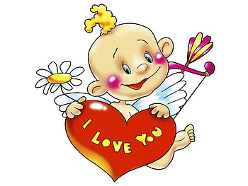Cupid, valentine, flower, love, angel, heart HD wallpaper