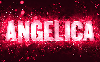 Happy Birtay Angelica, , pink neon lights, Angelica name, creative, Angelica Happy Birtay, Angelica Birtay, popular american female names, with Angelica name, Angelica HD wallpaper