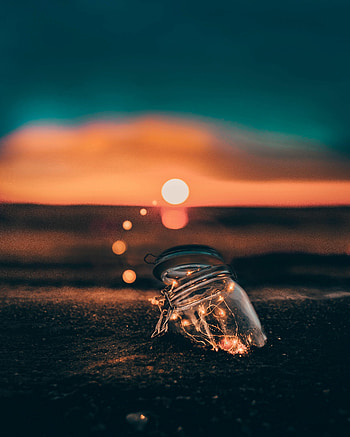 Sunset, Horizon, Bank, Glare, Miscellanea, Miscellaneous, Glow, Jar, Garland HD phone wallpaper