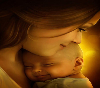 Tenderness, baby, lady, beautiful, love HD wallpaper