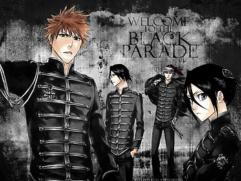 Bleach- The Black Parade, bleach, uryu, ichigo, renji, rukia, my chemical romance, the black parade HD wallpaper