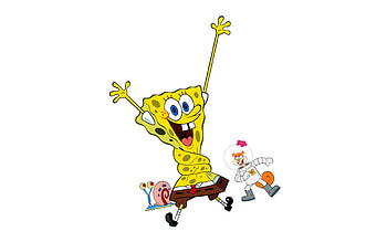 Gary the Snail, SpongeBob SquarePants, Sandy Cheeks, Cartoon HD wallpaper