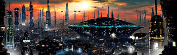 future, space, city, lights HD wallpaper