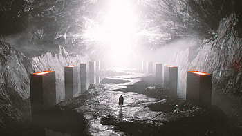 Sci Fi, landscape, man, light HD wallpaper