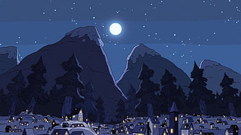 Hilda-Inspired Moonlit Mountains, TV Show, Hilda HD wallpaper