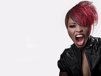 Shout, makeup, jacket, redhead, mouth HD wallpaper