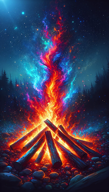 Cosmic Blaze Bonfire, campfire, fire, Night Sky, colorful HD phone wallpaper