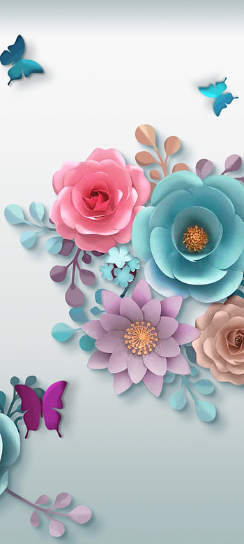 Blue Butterfly flowers, aqua, beautiful, magenta, white HD phone wallpaper