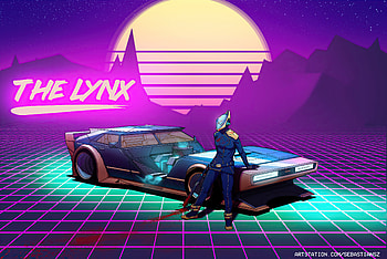 The Lynx, retrowave, artist, artwork, digital-art, artstation HD wallpaper