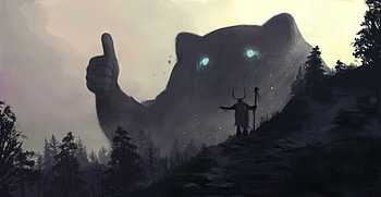 Druids Spirits Giant Thumbs Up, artist, artwork, digital-art, artstation HD wallpaper