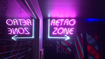 Arrow, Words, Neon, Sign, Retro, Signboard, Zone HD wallpaper