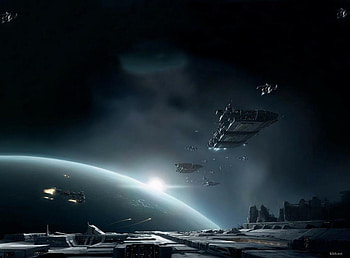 3d_space_, buildings, space, clouds, lights HD wallpaper