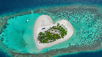 Heart island, beach, sea, aerial view HD wallpaper