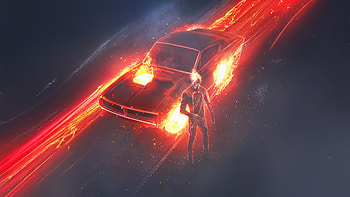 Ghost Rider Infernal Car Ride, ghost-rider, superheroes, artwork, digital-art, art HD wallpaper