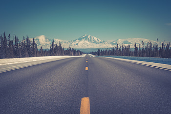 Open Road To Mountains , road, mountains, nature, snow HD wallpaper