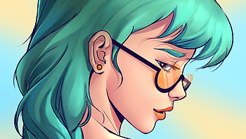 Girl Green Hairs Sun Glasses Illustration , illustration, artist, artwork, digital-art, artstation HD wallpaper