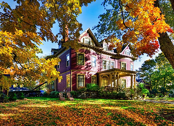 Berry Manor Inn, House, Autumn, Manor, Fall HD wallpaper