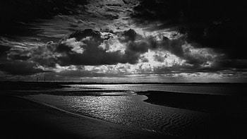 Black And White Of Sea Coast Ocean Waves Clouds Sky graphy graphy HD wallpaper
