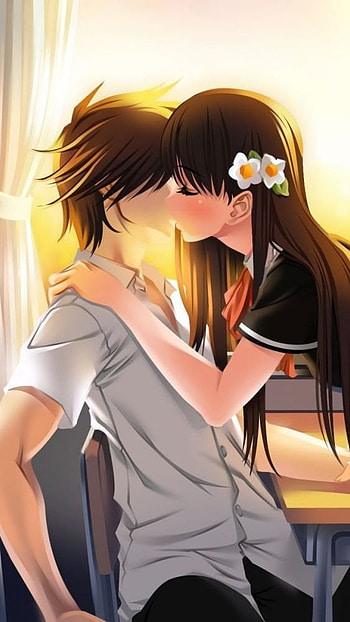 Anime Couple, Couple, Romance, Kiss HD phone wallpaper
