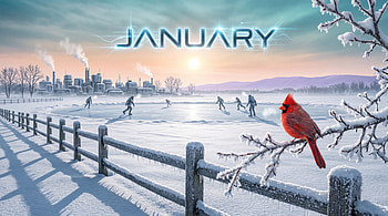 January : Frosted Cardinal & Winter Skaters, January, Cardinal HD wallpaper