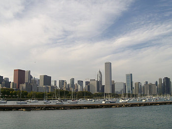 chicago skyline , landscape, nature, beach HD wallpaper