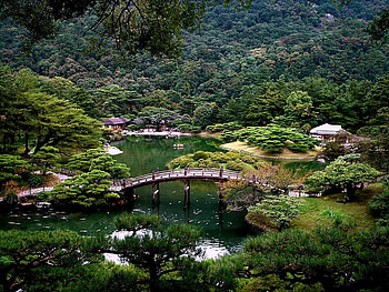 Bridge to your House, gardens, pretty, homes, trees, oriental, water, forest HD wallpaper