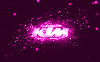 KTM purple logo, , purple neon lights, creative, purple abstract background, KTM logo, brands, KTM HD wallpaper