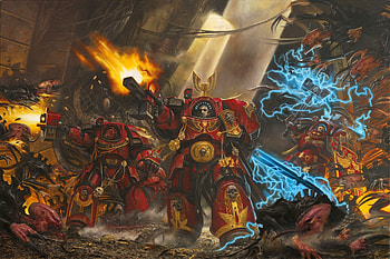 Adrian smith, spacehulk, warhammer 40k, blood angels, armor, gun HD wallpaper