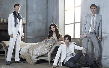 Ian Somerhalder, Nina Dobrev, Vampire Diaries, Cast HD wallpaper