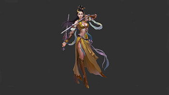 Fantasy girl, grey, asian, fantasy, sword, fighter, girl, assassin HD wallpaper