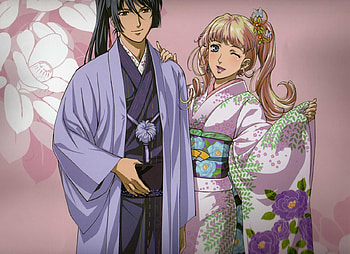 In Kimono !!, pilot, lover, kimono, macross, girl, singer, diva, pink, alto, anime, boy, married, sakura, couple, macross f, sheryl nome HD wallpaper