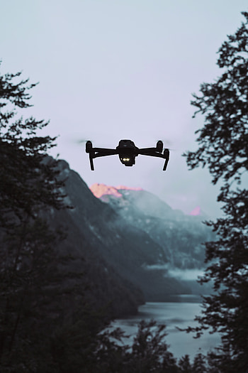 Landscape, Mountains, Twilight, Dusk, Technologies, Technology, Quadcopter, Drone HD phone wallpaper