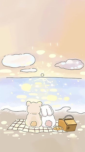 Atardecer, cielo, animado, dibujo HD phone wallpaper