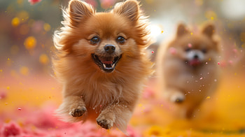 Joyful Pomeranian in Autumn Bliss, Pomeranian, dog HD wallpaper